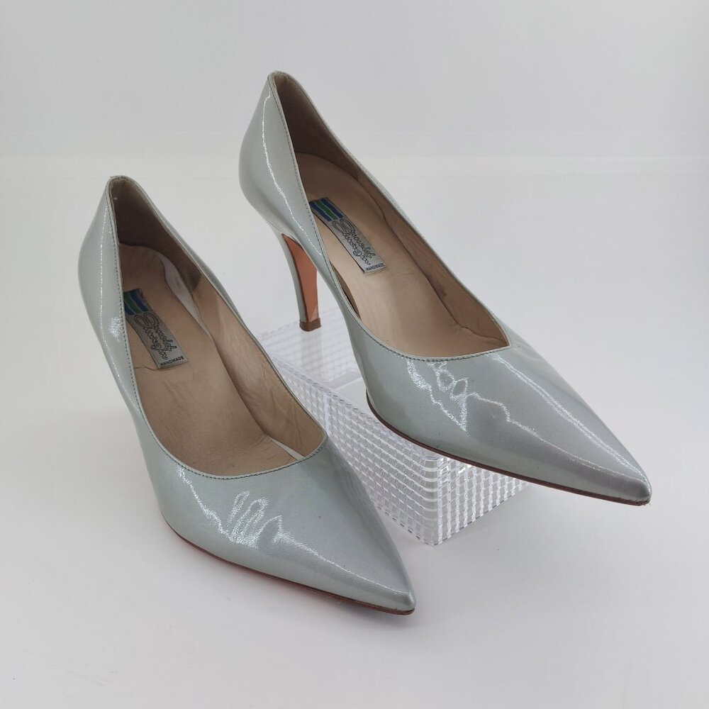 Arnold Churgin Handmade in Italy Grey Patent Leather Pumps Heels